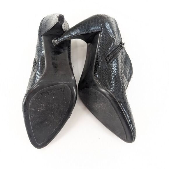 Sam Edelman Whitley Black Pointy Toe Snakeskin Embossed Ankle Bootie Size 8 - Picture 9 of 9